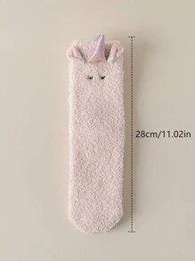 1pair Children's New Thick Cartoon Coral Fleece Warm Socks For Girls, Winter - Multicolor - View 6