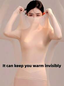 2pcs Seamless Moisturizing Quick Dry Undergarments, Soft & Comfy Long Sleeve Top Fitted Base Layer