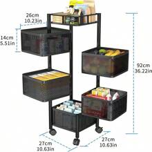 Drehbarer multifunktionaler Küchenorganizer Regal, bodenstehendes mehrstöckiges Heim Snack/Obst/Gemüse Aufbewahrungskorb