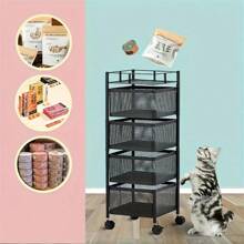 Drehbarer multifunktionaler Küchenorganizer Regal, bodenstehendes mehrstöckiges Heim Snack/Obst/Gemüse Aufbewahrungskorb