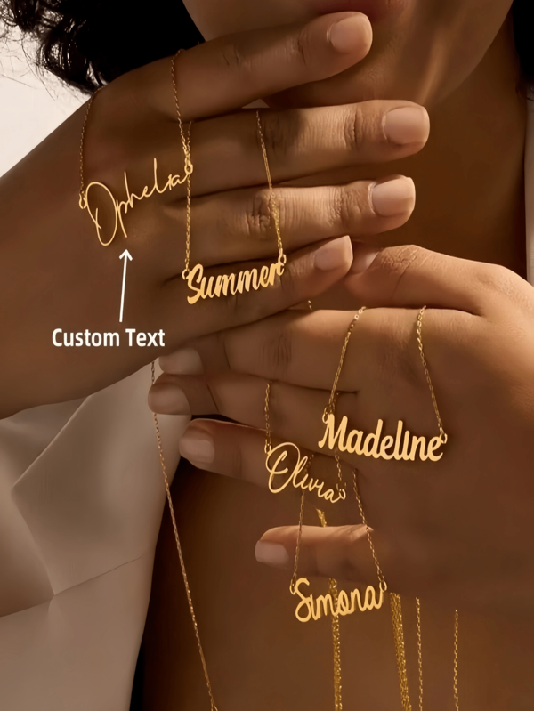 1pc Custom Name Necklace Personalized Cursive Letter Pendant Stainless Steel Chain Jewelry Best Friend Graduation And Birthday Gift For Women Personalized English Letter Pendant Necklace For Your Loved One Adjustable Neck Decoration Stainless Steel Pendant Couple Necklace Best Gift For Her Ladies Personalized Letter Jewelry, DIY Birthday Gifts Personalised Gifts For Friends, Couples And Family (Custom Made In English Only)