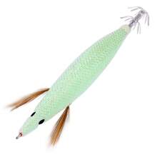 HENGJIA 1pc 2.0# 2.5# 3.0# 3.5# 4.0# Luminous Squid Jigs Prawn Hook Bionic Wood Shrimp Baits Fishing Lures For Cuttlefish Saltwater Sea Fishing Tackle