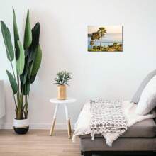 1PC Framed Palm Tree Art Print On Canvas, Coconut Tree Wall Decor, Tropical Ocean Island Decor Canvas Wall Art For Living Room, Bedroom, Bathroom, Office, Kitchen, Wall Decor, - Multicolor - View 3