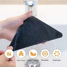 8 miếng kẹp thảm chống trượt, neo thảm có thể tái sử dụng, miếng đệm an toàn chống trượt cho sàn gạch và sàn gỗ, dễ vệ sinh, miếng dán băng dính hai mặt có thể tái sử dụng dưới thảm, lý tưởng cho thảm trải sàn và thảm trải sàn - màu đen - Xem 6