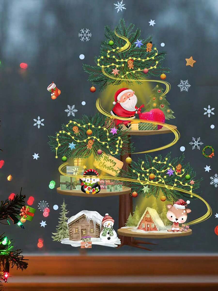 1 miếng dán tường cửa sổ Giáng sinh trang trí nhà cửa, thiết kế tiện lợi và tinh tế - Nhiều màu - Xem 1