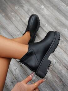 New Autumn/Winter Classic Chelsea Short Boots, Round Toe Thick Heel Ankle Boots