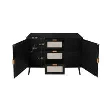 2 Door 3 Drawer Cabinet, Accent Storage Cabinet, Suitable For Living Room, Bedroom, Dining Room, Study - 黑色+密度板 - 查看 6