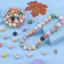 20 件 15 毫米印花硅胶珠 5 种图案混合套装、印花花卉设计、DIY 珠宝、项链、手链、钥匙扣、串珠笔散装工艺珠 - 多功能手工配件 - 15mm印刷矽膠珠子 - 查看 3