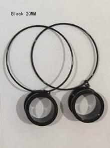 CIZME 2Pcs/Pair Stainless Steel Screw Ear Tunnels Large Hoop Dangle Ear Plugs Expander 4-20mm Gauges For Ears Stretcher Piercing(Silver/Gold/Black/Rose Gold) - Multicolor - View 25