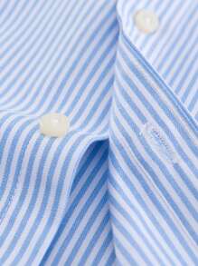 1 Stück Herren Frühling Herbst gestreiftes Langarm Oxford Lässig Hemd, Herbst