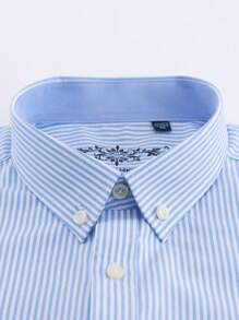 1 Stück Herren Frühling Herbst gestreiftes Langarm Oxford Lässig Hemd, Herbst