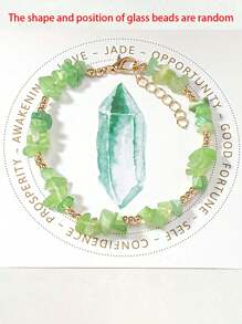 1 chiếc vòng tay hạt co giãn Unakite tự nhiên Chip, vòng tay hạt thủy tinh dành cho phụ nữ - Nhiều màu - Xem 3