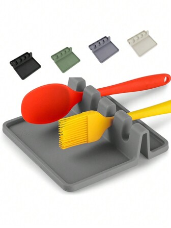 1 pieza Soporte de utensilios de cocina de silicona, reposacucharas, soporte para tapa de olla, organizador de herramientas de cocina multifuncional
