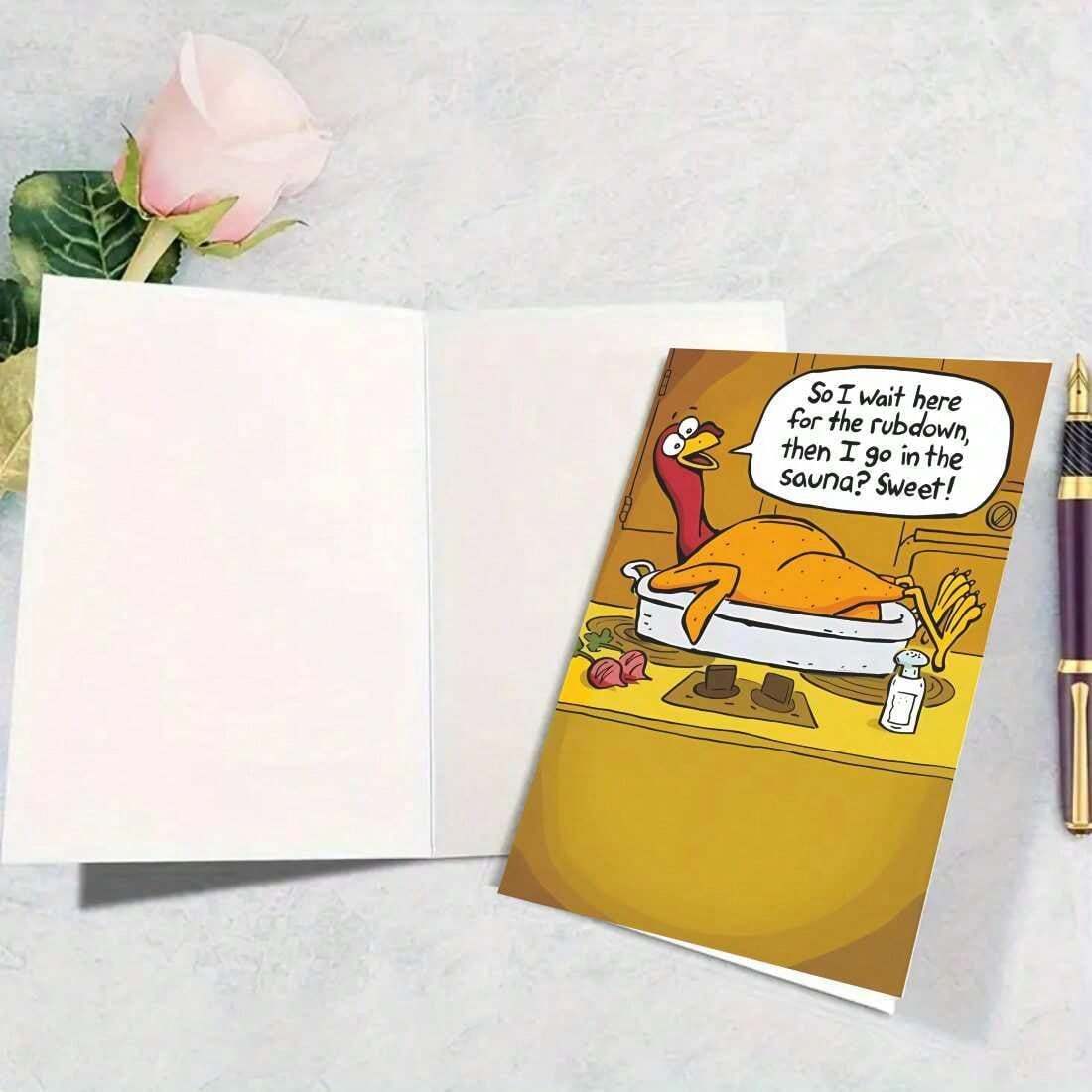 Funny Turkey Greeting Card Suitable For Friends, Family, And