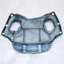 1pc New Style Two Leg Traction Buckle Vest, Denim Effect For Poodle, Bichon Frise, Teddy Bear Small Dogs, Spring/Autumn, Non-Elastic