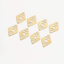 10pcs Raw Brass Single Hole Hollow Moon Textured Pattern Pendant, DIY Simple Earrings Necklace Jewelry Pendant