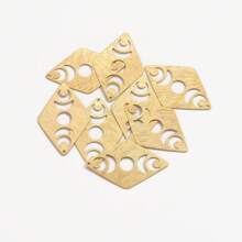 10pcs Raw Brass Single Hole Hollow Moon Textured Pattern Pendant, DIY Simple Earrings Necklace Jewelry Pendant