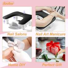 ibubu Upgrade Nail Arm Rest Height Adjustment U-Shaped Manicure Hand Rest Pillow Cushion Soft PU Leather Detachable Nail Art Hand Stand Holder Reposabrazos Para Manicura For Nails Tech - 黑色 - 查看 8