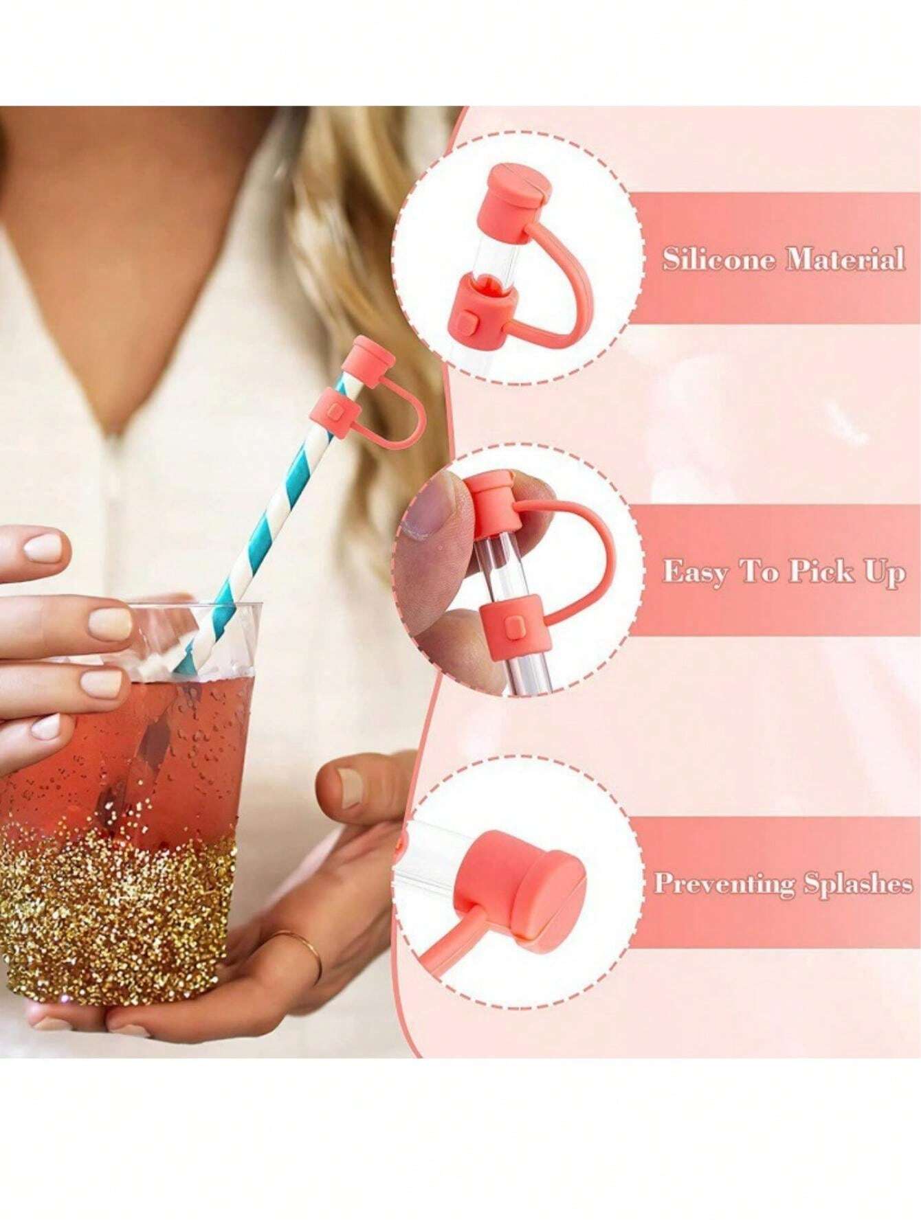 4pcs Glass Straw Dust Cap, 8mm 12 Colors Reusable Straw Cover, Straw