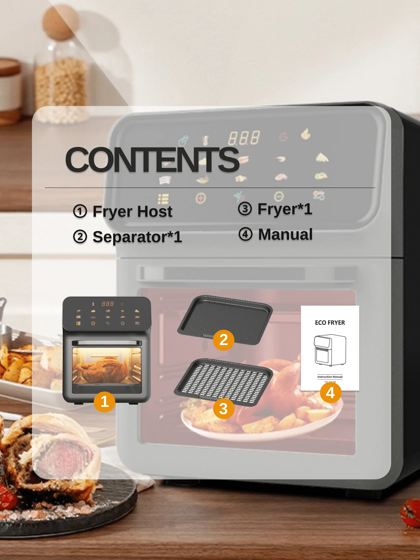 9.5Quarts Food Essentials And Family Helpers Smart Air Fryer OilFree