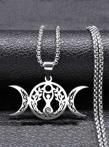 女巫三重月亮女神露娜项链不锈钢金/银/黑护身符赫卡忒链首饰 - 項鍊 - 查看 2