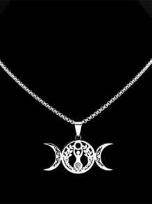 女巫三重月亮女神露娜项链不锈钢金/银/黑护身符赫卡忒链首饰 - 項鍊 - 查看 8