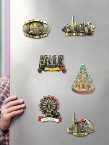 1 miếng dán tường phong cảnh sáng tạo 3D từ tính cổ điển, miếng dán tủ lạnh từ tính du lịch thành phố kiến trúc 3D nghệ thuật quà tặng tốt nhất - Nhiều màu - Xem 3