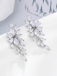 1 对优质欧洲迷人闪亮叶子设计吊坠耳环，紫藤优雅耳环，适合女士