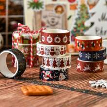 Bộ 1 hộp/6 cuộn băng dính Washi chủ đề Giáng sinh, Quà tặng Giáng sinh sáng tạo, Vật liệu trang trí Giáng sinh, Băng dính di động cho đồ thủ công DIY, Gói quà, Vật dụng làm sổ lưu niệm, Vật dụng nhật ký thẩm mỹ, Băng dính Washi trang trí - Một cỡ - Xem 7