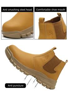 Tough Work Boots Fashionable Waterproof Microfiber Steel Toe Men's Heavy Industry Safety Shoes - Yellow - View 7
