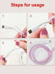 1pc 1.4m Universal Laser Data Cable Protector Charger Protector - Pink - View 4