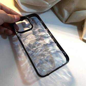Funda hecha a mano DIY 3D de agua ondulante transparente de menta azul refrescante compatible con Iphone 11/12/13/14/15 Pro Max, protección de cámara, diseño personalizado estilo Ins