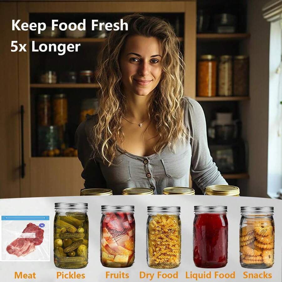 Electric Mason Jar Vacuum Sealer, Upgraded Automatic Vacuum Sealer Kit