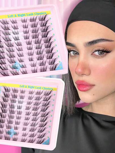 60pcs D Curl Natural False Eyelashes, 3D Wispy Cat Eye Lashes Extensions Individual Eyelash Kit, Natural Look Lash Clusters,Eye Lash Clusters,Individual Eyelashes,Lashes,Fake Lashes