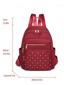 LECEY 简约时尚刺绣背包，适合女性日常使用 - 紅色 - 查看 6