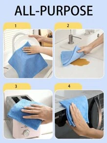 1pc/5pcs/10pcs Household Wave Textured Dish Wash Cloth, Thick Coral Fleece Non-Stick Oil Slouchy Cleaning Rag, Kitchen Wipe, Random Color