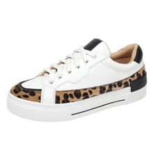 Women's Casual Sneakers Genuine Leather Flatform Sole - trắng - Xem 3