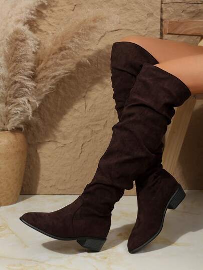 FVPFVP Thigh-High Boots Women, Brown Distressed Cowboy Riding Boots, Retro Style High Shaft Boots, New 2024 Summer Collection,Go With Cardigan Sexy&Fashionable