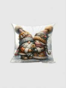 4 Pcs/1 Pc Dwarfs Love To Drink Coffee And Celebrate Christmas Happily. The Printed Super Soft Short Plush Pillowcase Is Suitable For Any Room, Sofa, Bedroom, Living Room, Home Decoration, Backrest Cover - Multicolor - View 2