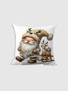 4 Pcs/1 Pc Dwarfs Love To Drink Coffee And Celebrate Christmas Happily. The Printed Super Soft Short Plush Pillowcase Is Suitable For Any Room, Sofa, Bedroom, Living Room, Home Decoration, Backrest Cover - Multicolor - View 4