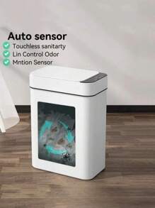 1 件 Trends 自动运动传感器浴室垃圾桶带盖，2.7 加仑无触感垃圾桶，电动防水窄型小型垃圾桶，智能塑料超薄垃圾桶小型白色和灰色废纸篓，适用于厨房、卫生间、办公室、房车、卧室、客厅