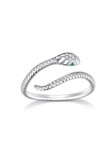 1 chiếc nhẫn thời trang có thể điều chỉnh hình con rắn độc đáo bằng bạc Sterling S925 dành cho nữ, quà tặng cung hoàng đạo - động vật - Xem 2