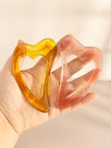 1 pieza Tabla de raspado facial de belleza, herramienta de masaje Gua Sha en forma de corazón triangular de resina transparente para desbloquear meridianos, relajación, opciones de multicolor