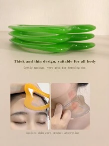 1 pieza Tabla de raspado facial de belleza, herramienta de masaje Gua Sha en forma de corazón triangular de resina transparente para desbloquear meridianos, relajación, opciones de multicolor