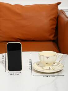 1 套彩色图案陶瓷咖啡杯和碟子，适用于厨房、餐厅、客厅、户外、婚礼、派对、礼物、生日、圣诞节返校 - 彩色 - 查看 21