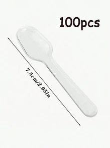 100pcs Clear Plastic Mini Spoons, Ice Cream, Dessert Spoon, Coffee Spoon, Party Serving, Suitable For Wedding, Festival, Gathering, Cake, Dessert, Coffee & Fruit Salad Sampling Spoons , For Halloween Or Christmas Party - Multicolor - View 9