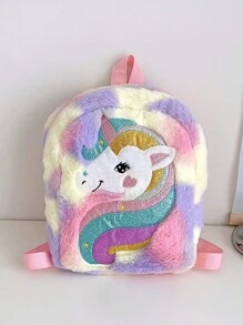 Plush Unicorn Cartoon Backpack For Girls Teens - Purple - View 4