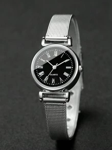 3 件套女士时尚简约罗马刻度石英腕表 + 8 形珠宝套装