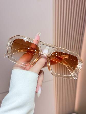 1 件时尚 Y2K 不对称造型时尚眼镜，夏季海滩度假沙滩配饰，女士眼镜遮阳镜，适合夏季海滩度假、户外、旅行