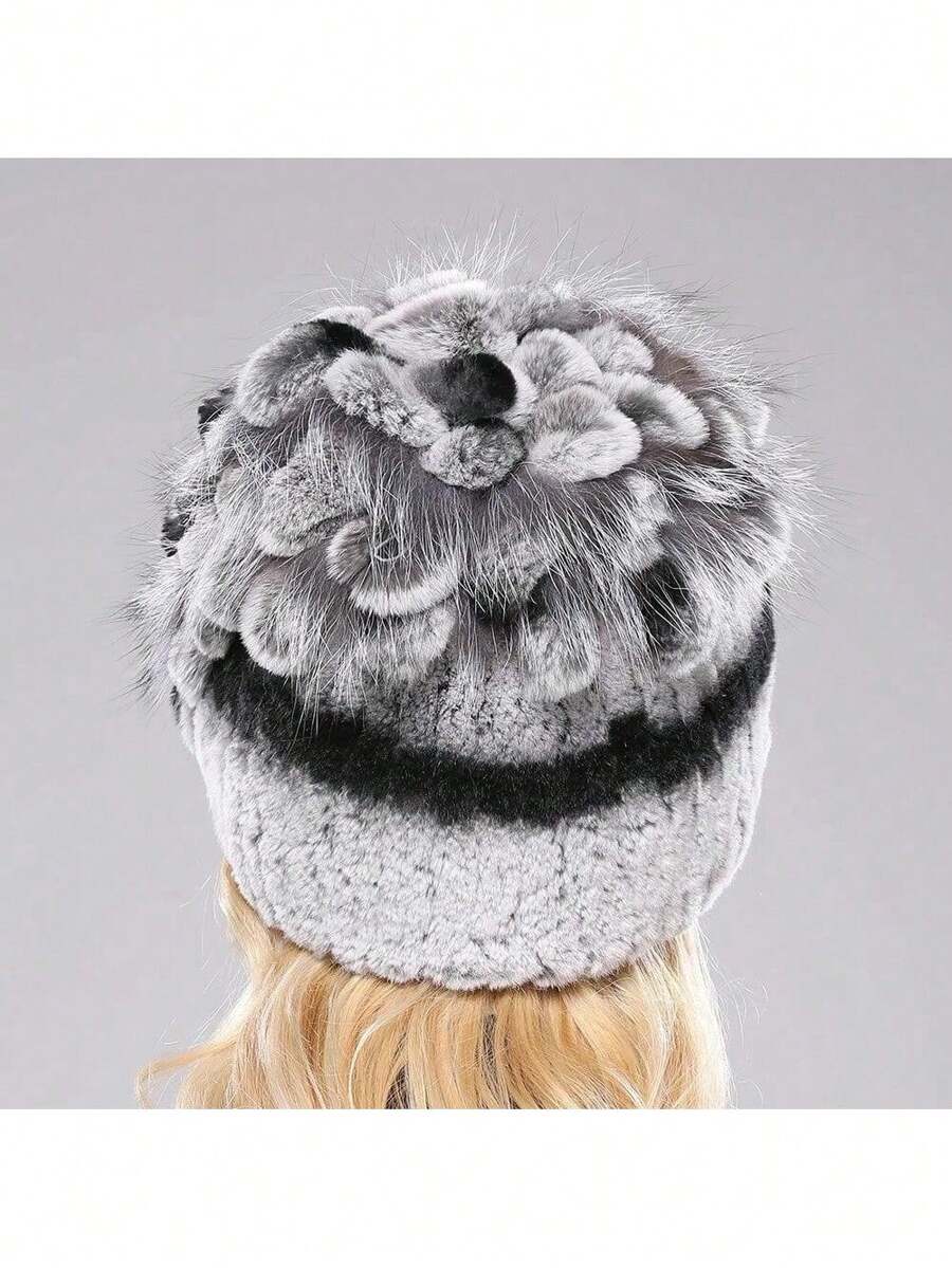 Real Rex Rabbit Fox Fur Hat Rex Rabbit Fur Caps Lady Winter Warm